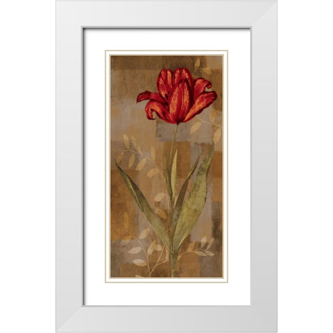 Red Impression I White Modern Wood Framed Art Print with Double Matting by Lange, Erin
