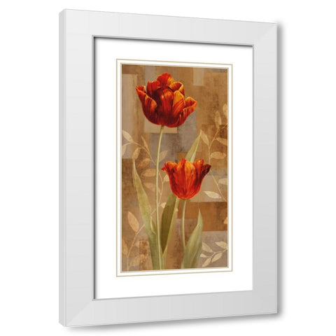 Red Impression II White Modern Wood Framed Art Print with Double Matting by Lange, Erin