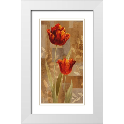 Red Impression II White Modern Wood Framed Art Print with Double Matting by Lange, Erin