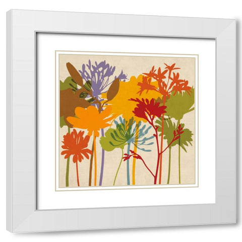 Colorful Bloom II White Modern Wood Framed Art Print with Double Matting by Lange, Erin