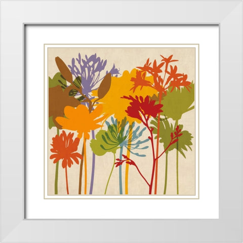 Colorful Bloom II White Modern Wood Framed Art Print with Double Matting by Lange, Erin