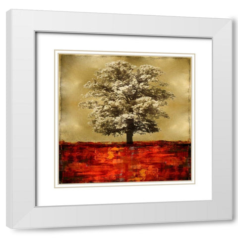 Stately - Red on Gold White Modern Wood Framed Art Print with Double Matting by Turner, Eric