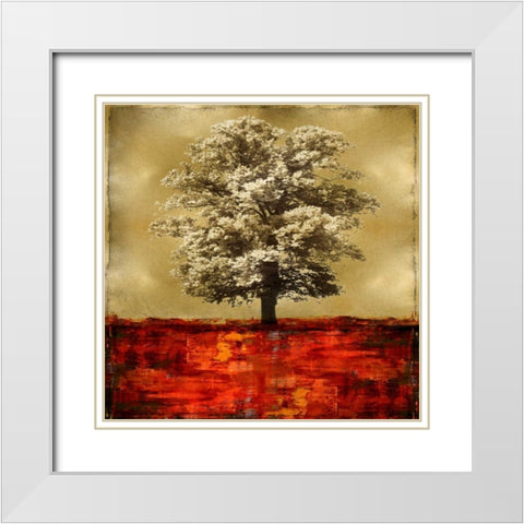 Stately - Red on Gold White Modern Wood Framed Art Print with Double Matting by Turner, Eric