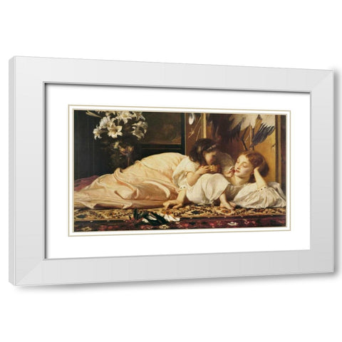 Mother and child White Modern Wood Framed Art Print with Double Matting by Leighton, Frederic