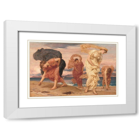 By the Sea White Modern Wood Framed Art Print with Double Matting by Leighton, Frederic