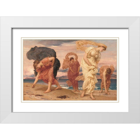 By the Sea White Modern Wood Framed Art Print with Double Matting by Leighton, Frederic