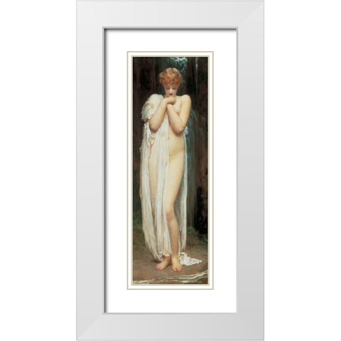 The Nymph of the River White Modern Wood Framed Art Print with Double Matting by Leighton, Frederic