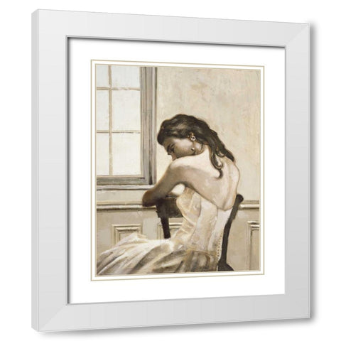 Meditando White Modern Wood Framed Art Print with Double Matting by Scala, Gualtiero Bassi