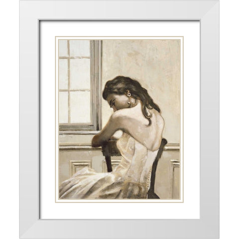 Meditando White Modern Wood Framed Art Print with Double Matting by Scala, Gualtiero Bassi