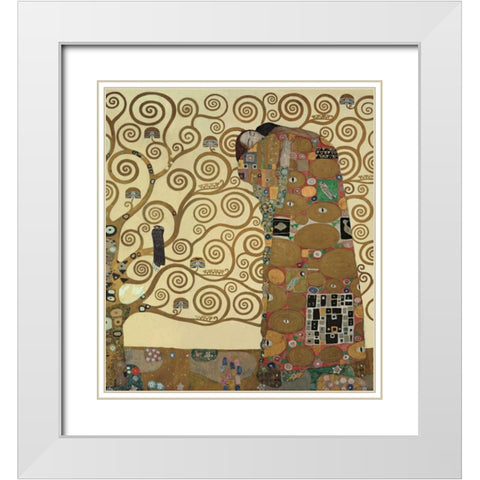 Die Erfullung White Modern Wood Framed Art Print with Double Matting by Klimt, Gustav