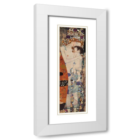 Three Ages of Woman White Modern Wood Framed Art Print with Double Matting by Klimt, Gustav