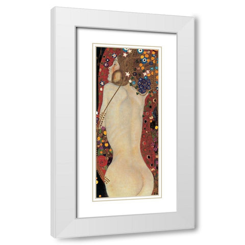 Sea Serpents IV White Modern Wood Framed Art Print with Double Matting by Klimt, Gustav