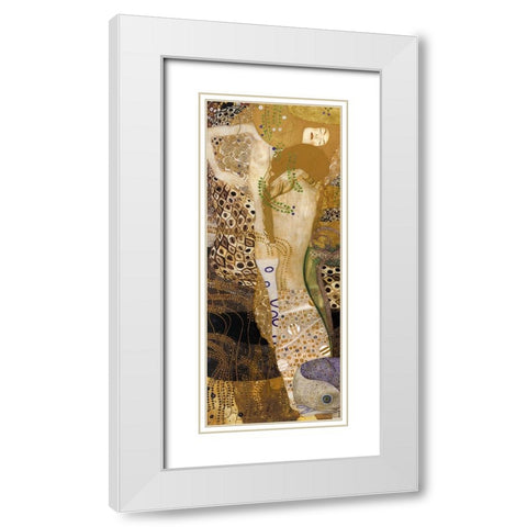 Sea Serpents II White Modern Wood Framed Art Print with Double Matting by Klimt, Gustav