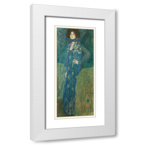 Portrait de Emilie Flge White Modern Wood Framed Art Print with Double Matting by Klimt, Gustav