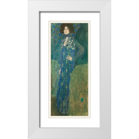 Portrait de Emilie Flge White Modern Wood Framed Art Print with Double Matting by Klimt, Gustav
