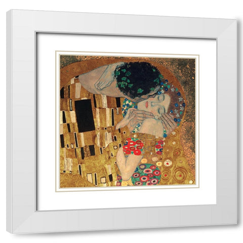 Il bacio White Modern Wood Framed Art Print with Double Matting by Klimt, Gustav