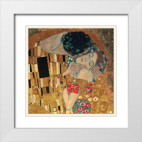 Il bacio White Modern Wood Framed Art Print with Double Matting by Klimt, Gustav
