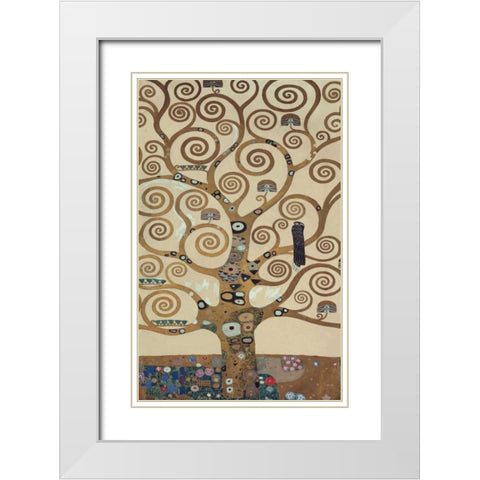 The Tree of Life White Modern Wood Framed Art Print with Double Matting by Klimt, Gustav