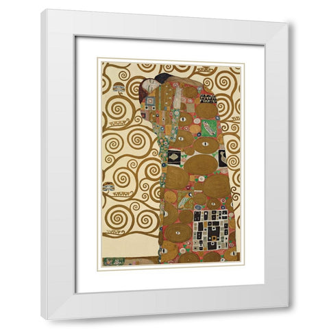 Die Erfllung White Modern Wood Framed Art Print with Double Matting by Klimt, Gustav