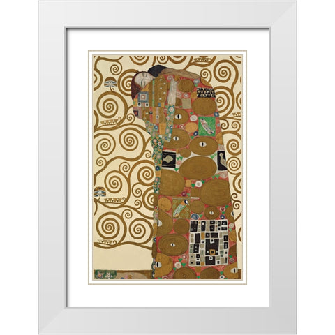 Die Erfllung White Modern Wood Framed Art Print with Double Matting by Klimt, Gustav