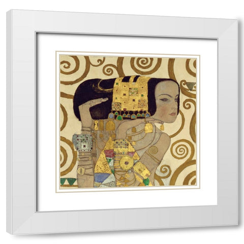 Expectation White Modern Wood Framed Art Print with Double Matting by Klimt, Gustav