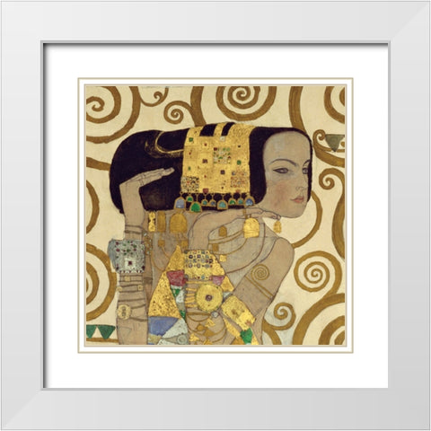 Expectation White Modern Wood Framed Art Print with Double Matting by Klimt, Gustav