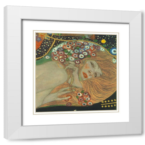 Sea Serpents III White Modern Wood Framed Art Print with Double Matting by Klimt, Gustav