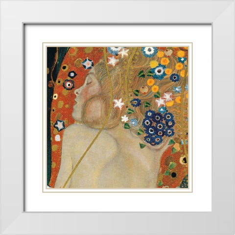 Sea Serpents IV White Modern Wood Framed Art Print with Double Matting by Klimt, Gustav