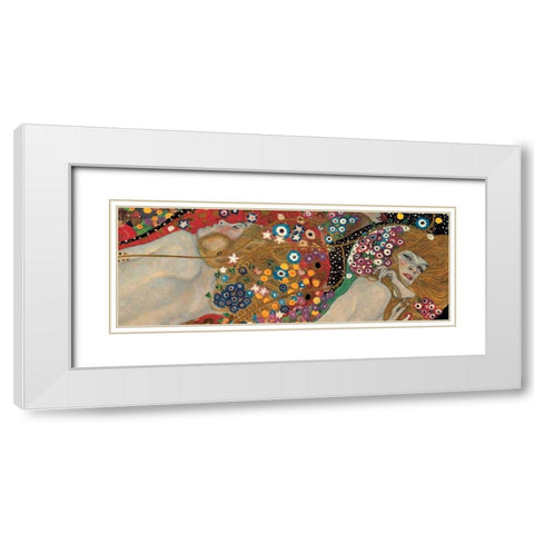 Sea Serpents White Modern Wood Framed Art Print with Double Matting by Klimt, Gustav