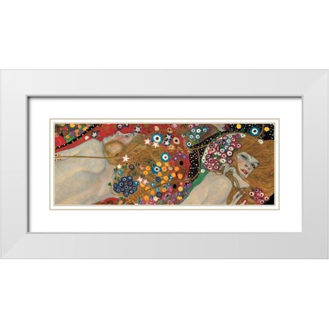 Sea Serpents White Modern Wood Framed Art Print with Double Matting by Klimt, Gustav
