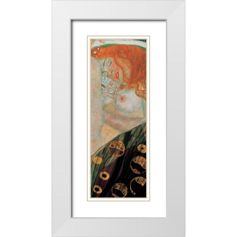 Danae White Modern Wood Framed Art Print with Double Matting by Klimt, Gustav