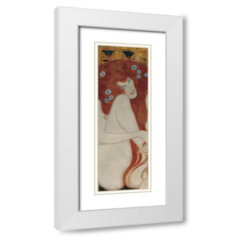 Beethoven Frieze White Modern Wood Framed Art Print with Double Matting by Klimt, Gustav