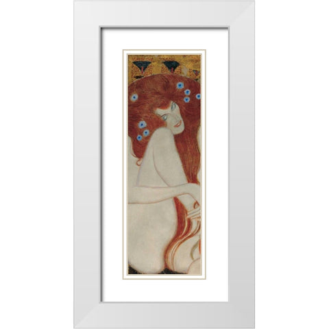 Beethoven Frieze White Modern Wood Framed Art Print with Double Matting by Klimt, Gustav