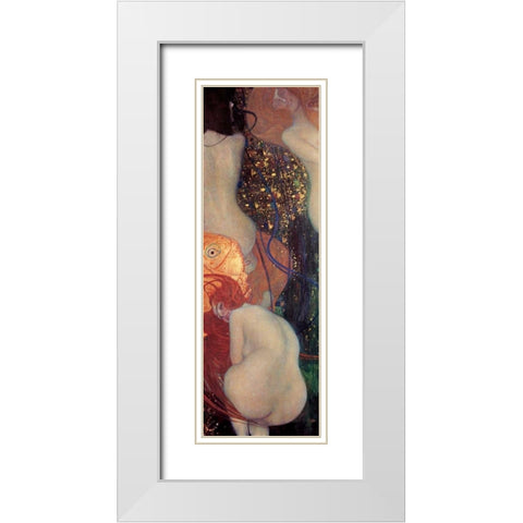 Goldfish White Modern Wood Framed Art Print with Double Matting by Klimt, Gustav