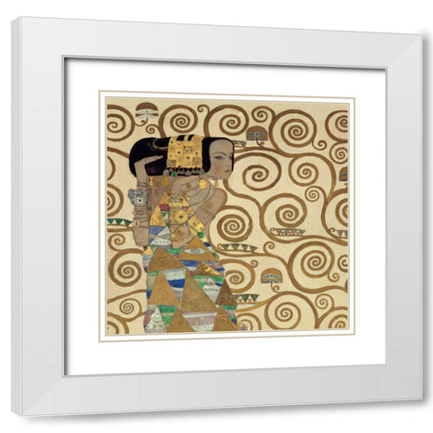 Expectation White Modern Wood Framed Art Print with Double Matting by Klimt, Gustav
