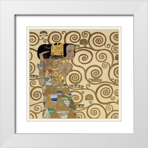 Expectation White Modern Wood Framed Art Print with Double Matting by Klimt, Gustav
