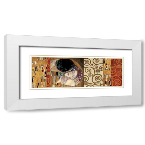 Klimt Deco-The Kiss White Modern Wood Framed Art Print with Double Matting by Klimt, Gustav