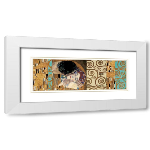 Klimt II 150th Anniversary - The Kiss White Modern Wood Framed Art Print with Double Matting by Klimt, Gustav