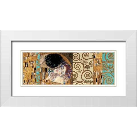 Klimt II 150th Anniversary - The Kiss White Modern Wood Framed Art Print with Double Matting by Klimt, Gustav