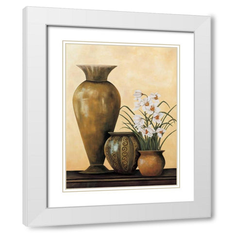 Still Life with White Flowers White Modern Wood Framed Art Print with Double Matting by Brighton, Grace