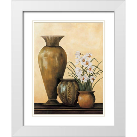 Still Life with White Flowers White Modern Wood Framed Art Print with Double Matting by Brighton, Grace