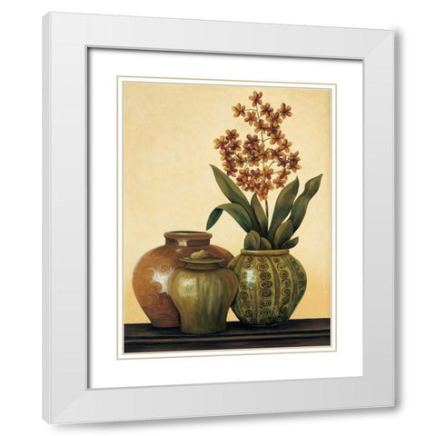 Still Life with Red Flowers White Modern Wood Framed Art Print with Double Matting by Brighton, Grace