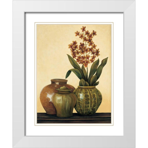 Still Life with Red Flowers White Modern Wood Framed Art Print with Double Matting by Brighton, Grace