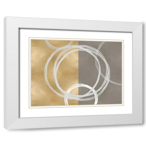 Unity White on Gold I White Modern Wood Framed Art Print with Double Matting by Harris, Natalie