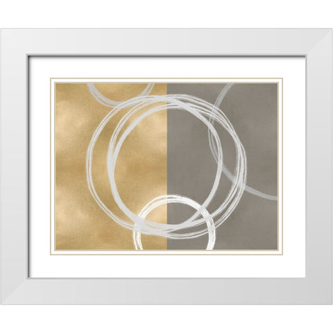 Unity White on Gold I White Modern Wood Framed Art Print with Double Matting by Harris, Natalie