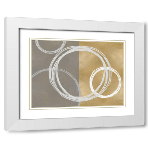 Unity White on Gold II White Modern Wood Framed Art Print with Double Matting by Harris, Natalie