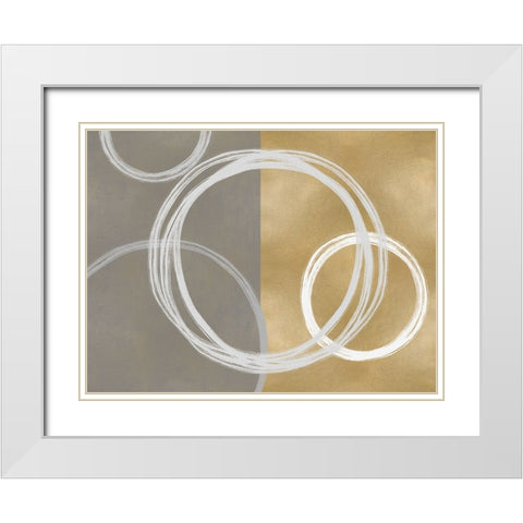 Unity White on Gold II White Modern Wood Framed Art Print with Double Matting by Harris, Natalie