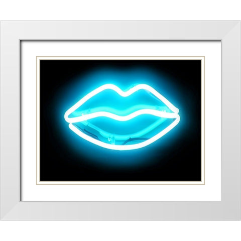 Neon Lips AB White Modern Wood Framed Art Print with Double Matting by Carr, Hailey