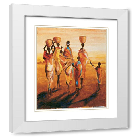 Meres et enfants White Modern Wood Framed Art Print with Double Matting by Beaumont, Jaques