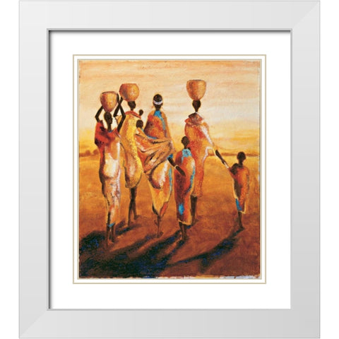 Meres et enfants White Modern Wood Framed Art Print with Double Matting by Beaumont, Jaques